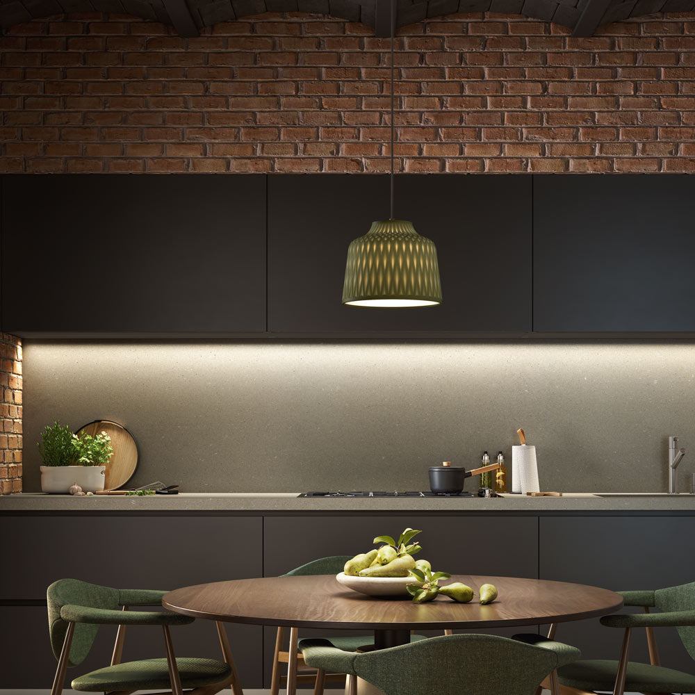 Soft Pendant Light in kitchen.