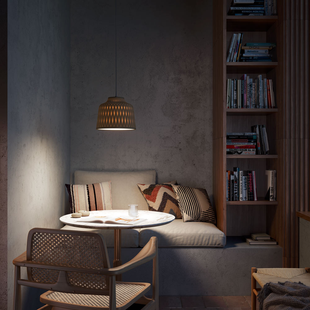 Soft Pendant Light in living room.