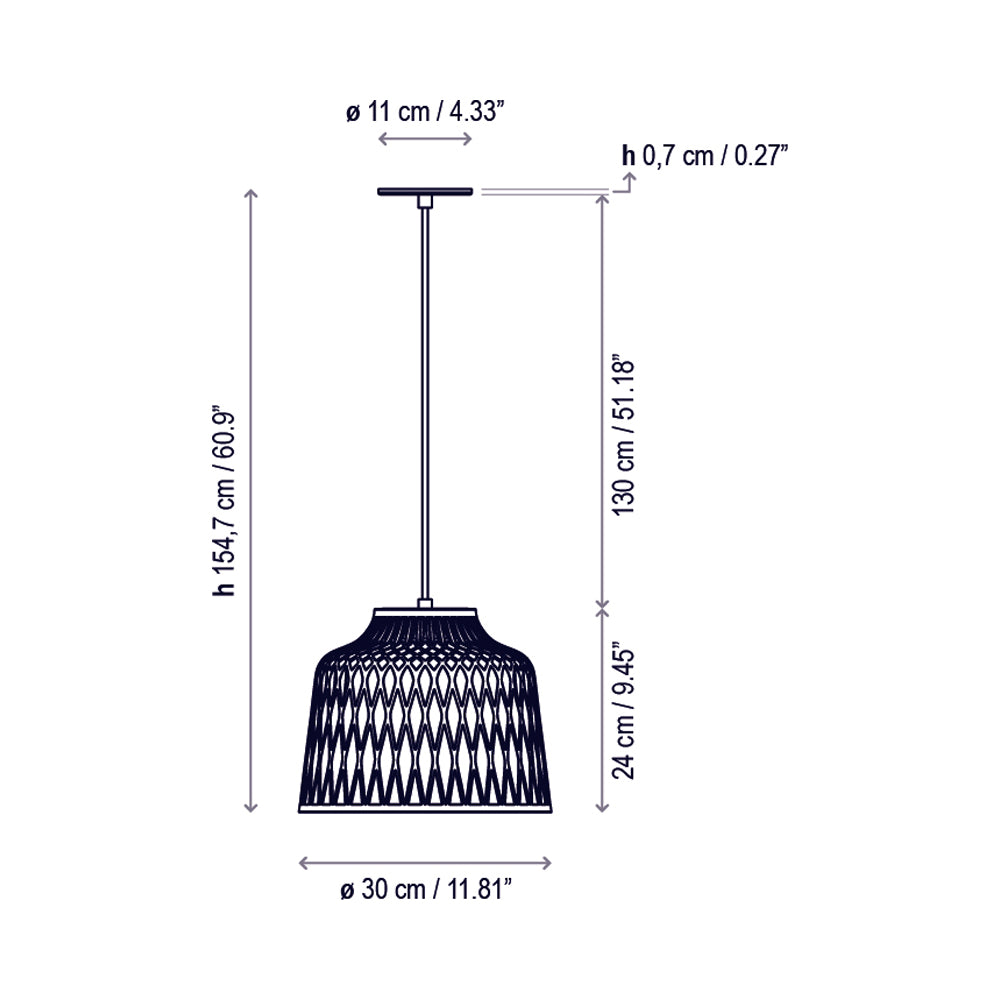 Soft Pendant Light - line drawing.