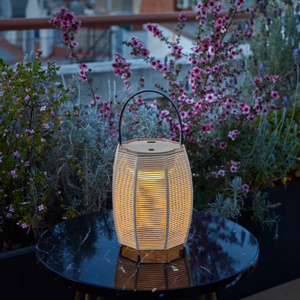 Tanit LED Table Lamp in Outside Area.