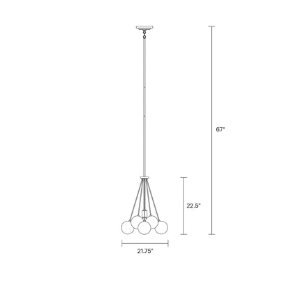 Bronzeville Multi Light Pendant Light - line drawing.