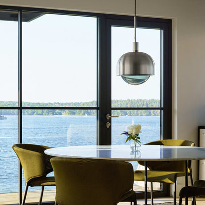 Forked Shade Globe Pendant Light in living room.