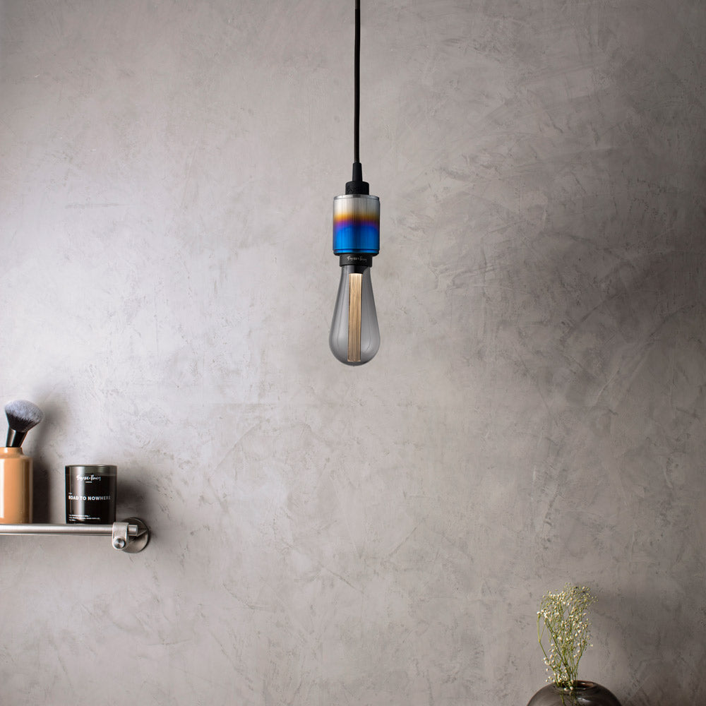 Heavy Metal Pendant Light in living room.