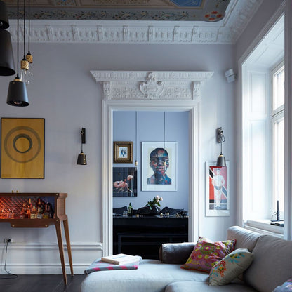 Hooked Mix Multi Light Pendant Light in living room.