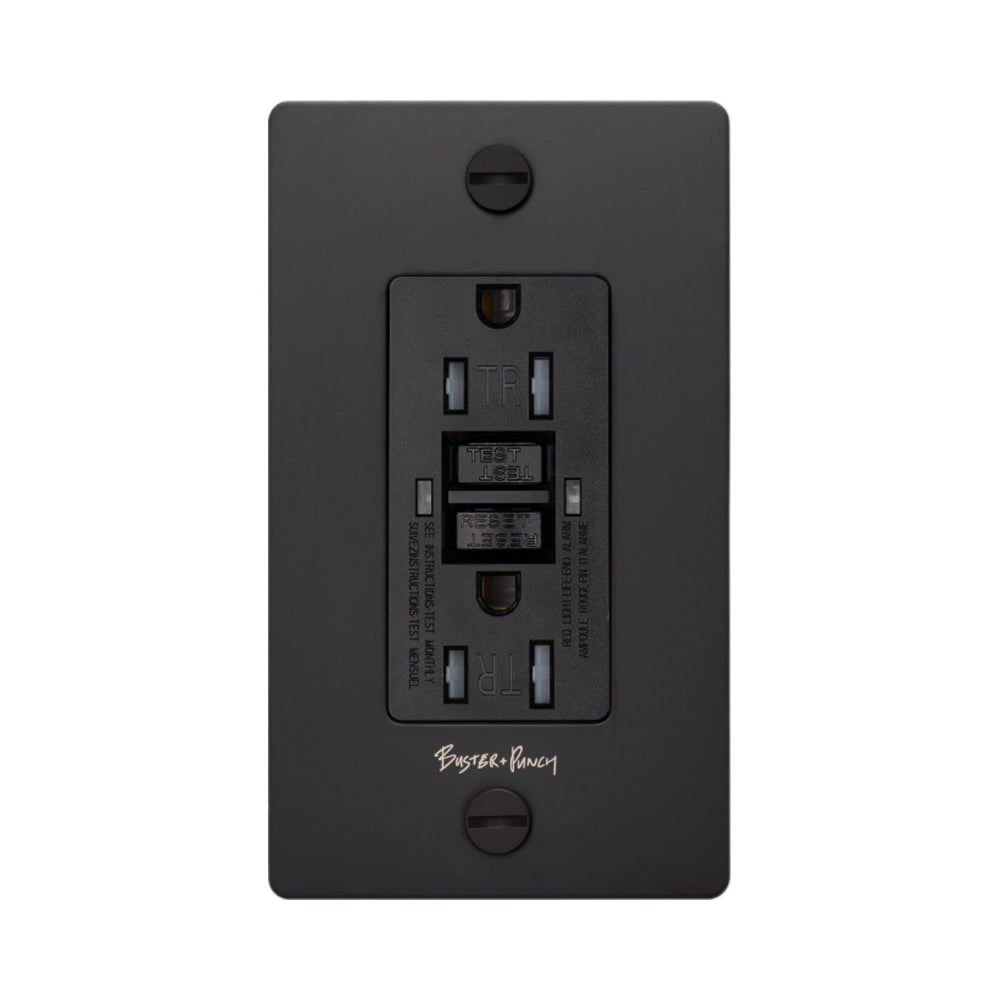 1G Duplex GFCI Outlet in Black (Logo).