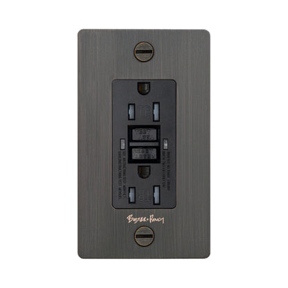 1G Duplex GFCI Outlet in Smoked Bronze (Logo).