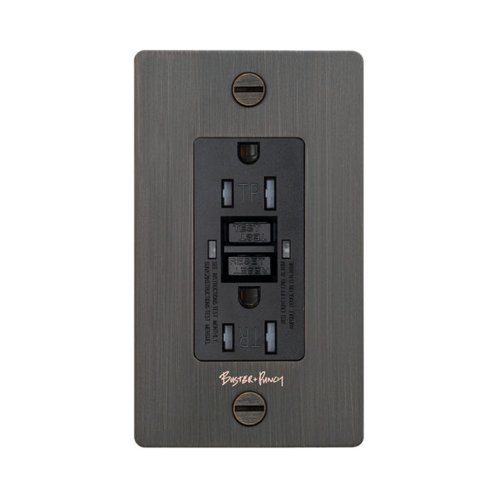 1G Duplex GFCI Outlet in Smoked Bronze (Logo).