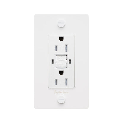 1G Duplex GFCI Outlet in White (Logo).