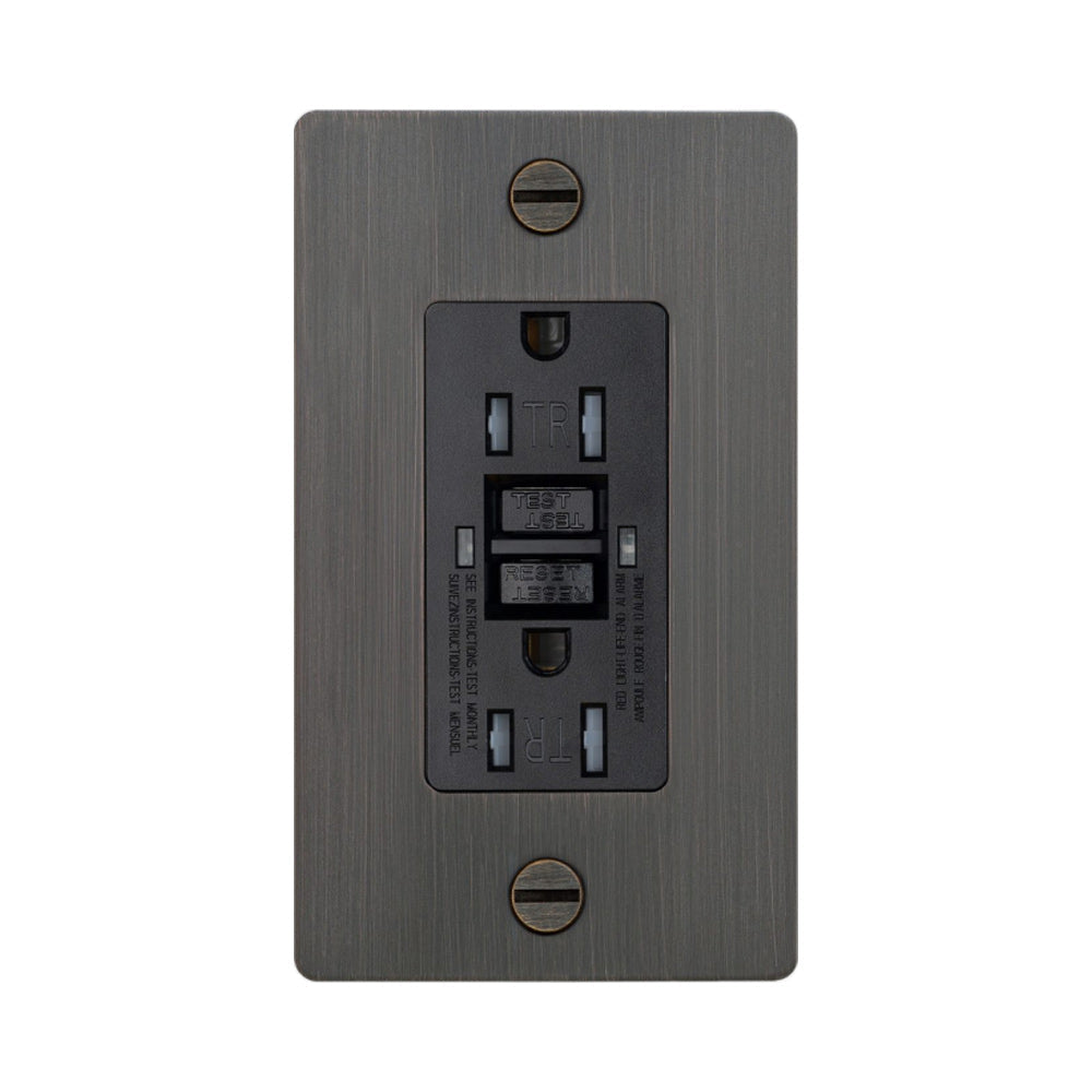 1G Duplex GFCI Outlet in Smoked Bronze (Without Logo).