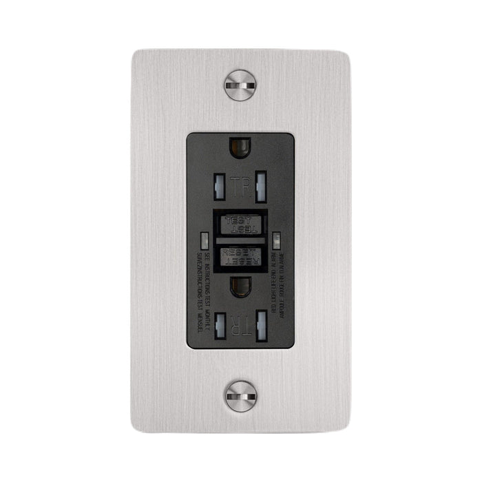 1G Duplex GFCI Outlet in Steel (Without Logo).
