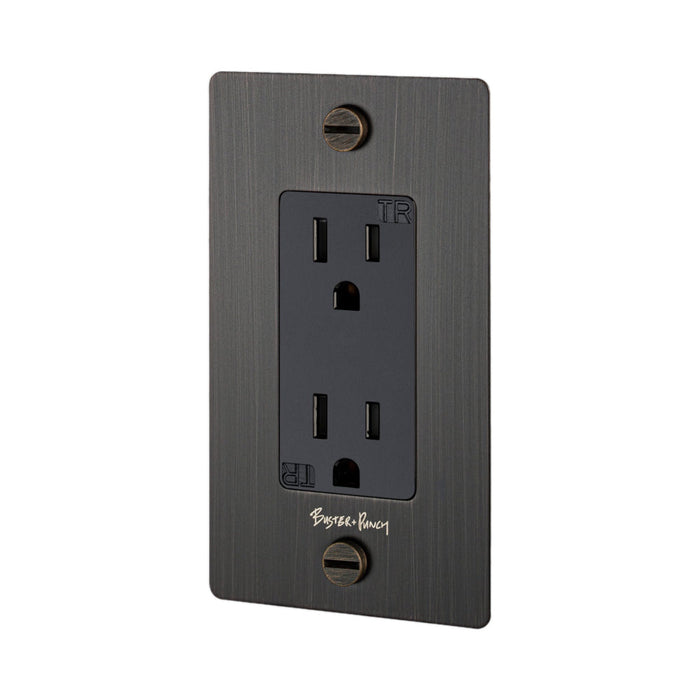 1G Duplex Outlet in Smoked Bronze (Logo).