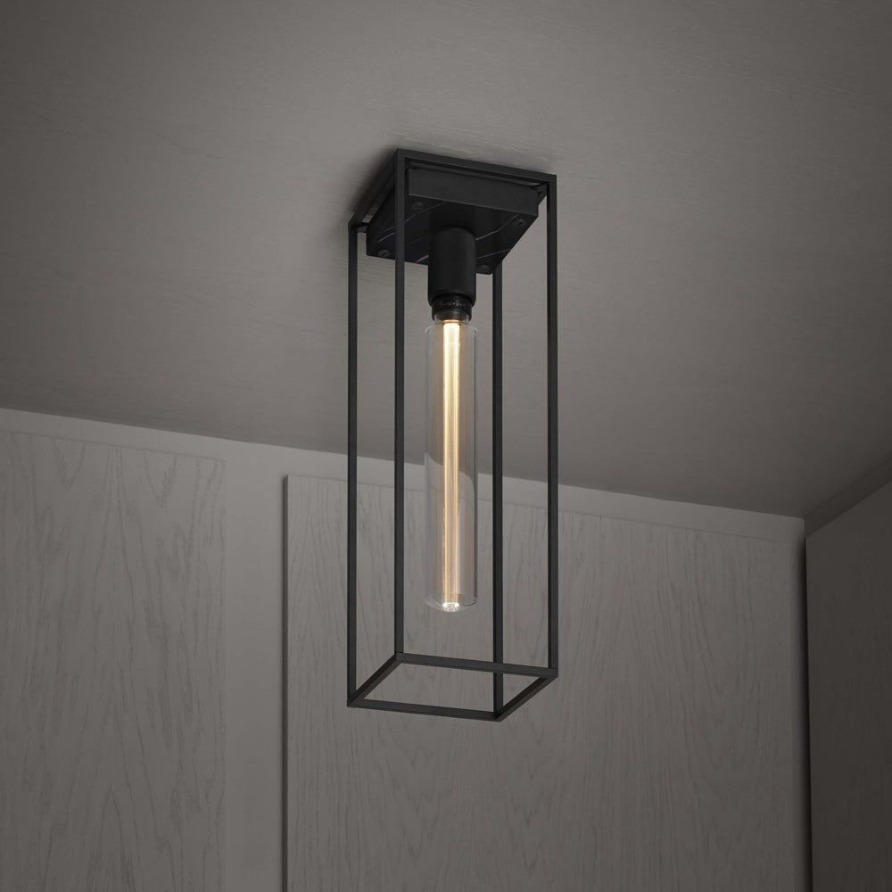 Caged Flush Mount Ceiling Light in Black (Large).