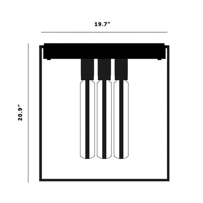 Caged Multi Light Flush Mount Ceiling Light - line drawing.