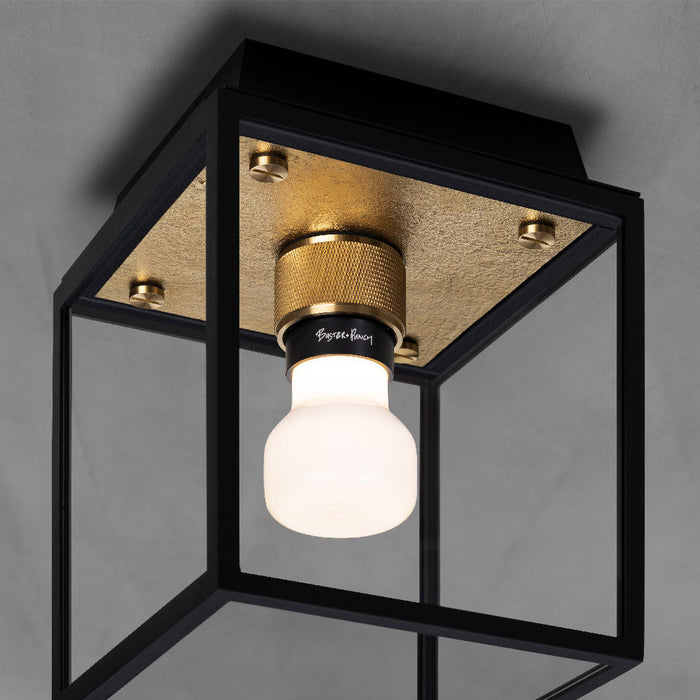 Caged Outdoor Flush Mount Ceiling Light in Detail.