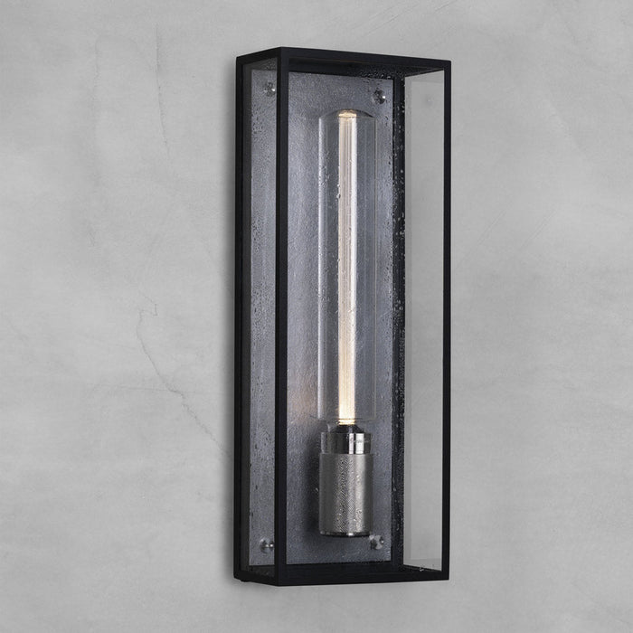 Caged Outdoor Wall Light in Steel.