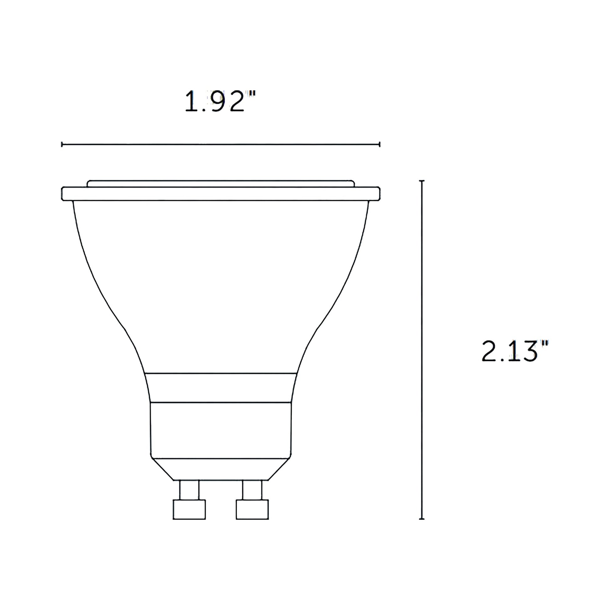 Exhaust GU10 120V LED Bulb  - line drawing.