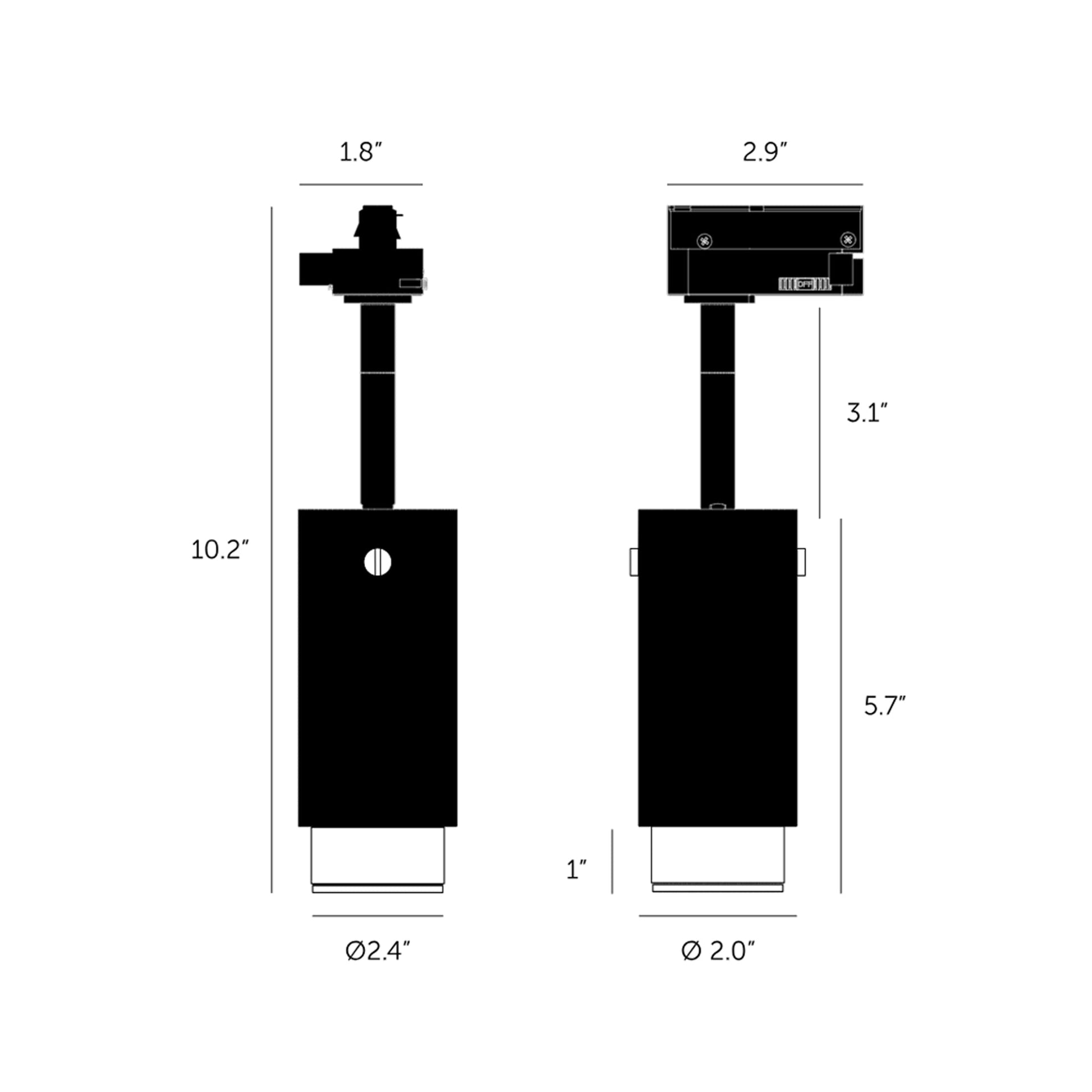 Exhaust Track Spot Light - line drawing.