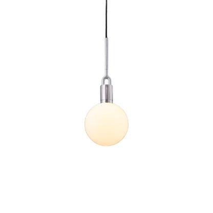 Forked Globe Pendant Light in Steel/Opal (Medium).