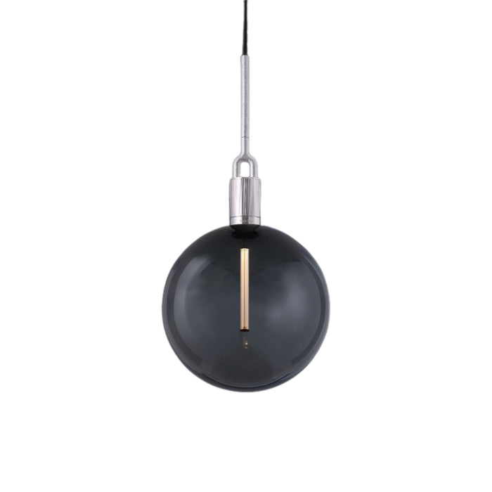 Forked Globe Pendant Light in Steel/Smoked (Large).