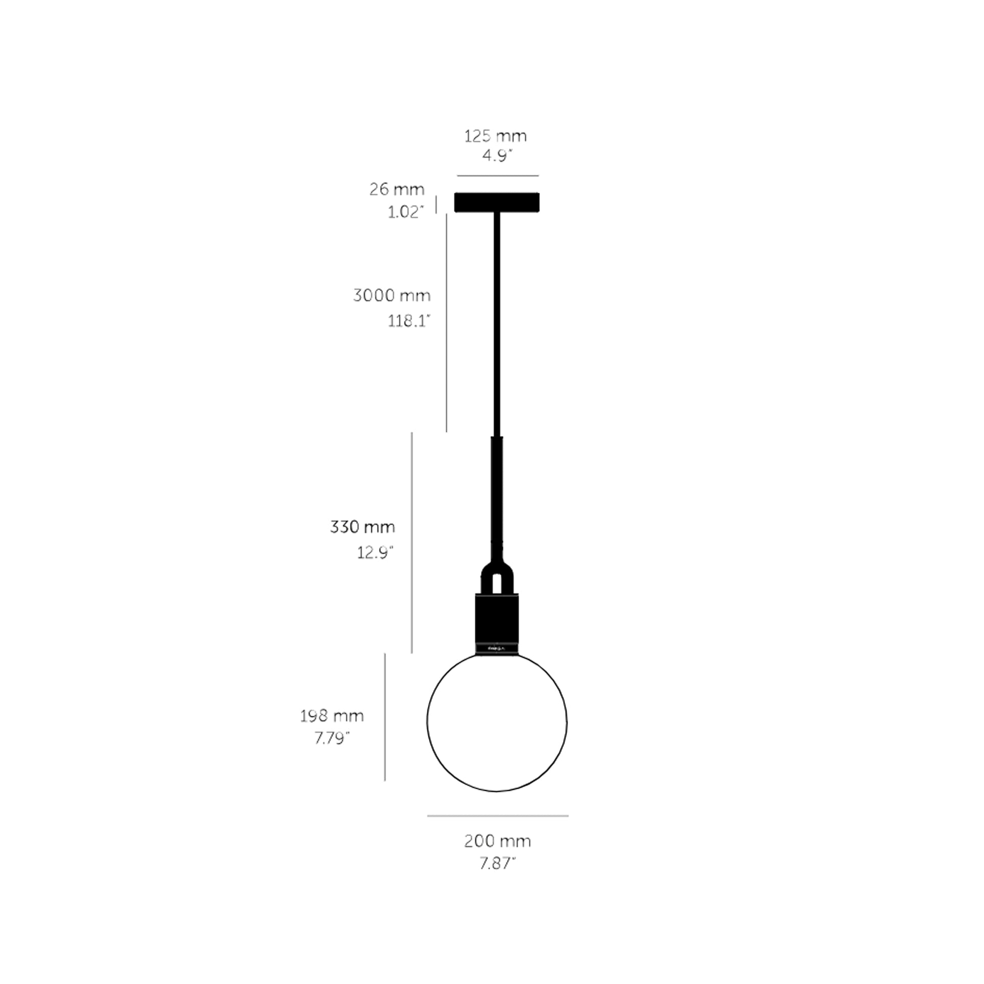 Forked Globe Pendant Light - line drawing.