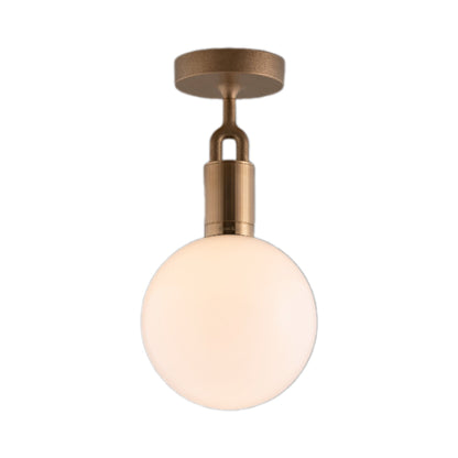 Forked Semi Flush Mount Ceiling Light in Brass/Opal (Medium).