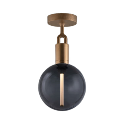 Forked Semi Flush Mount Ceiling Light in Brass/Smoked (Medium).