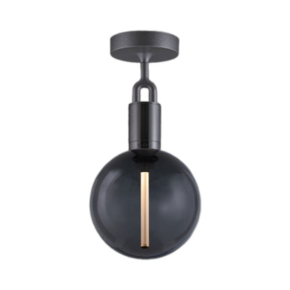 Forked Semi Flush Mount Ceiling Light in Gun Metal/Smoked (Medium).