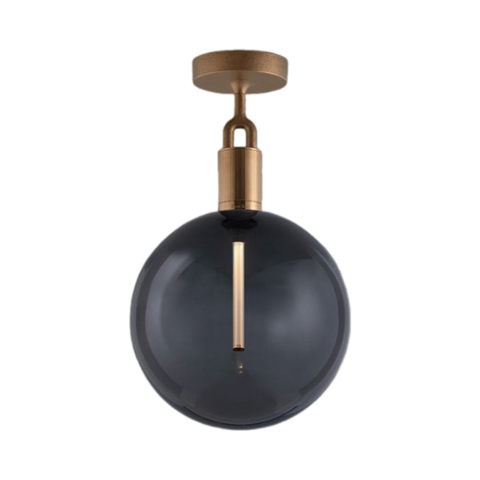 Forked Semi Flush Mount Ceiling Light in Brass/Smoked (Large).
