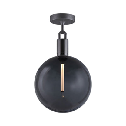 Forked Semi Flush Mount Ceiling Light in Gun Metal/Smoked (Large).