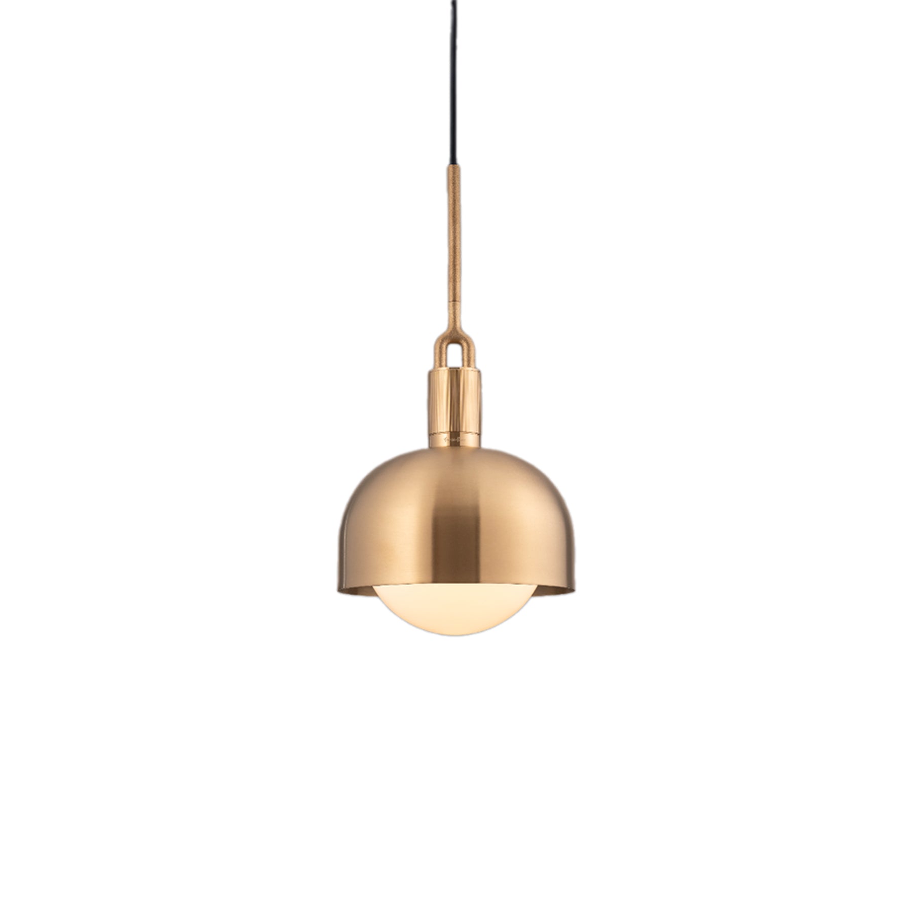 Forked Shade Globe Pendant Light in Brass/Opal (Medium).