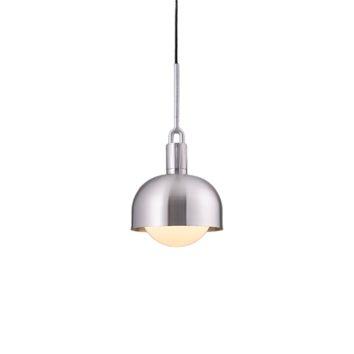 Forked Shade Globe Pendant Light in Steel/Opal (Medium).