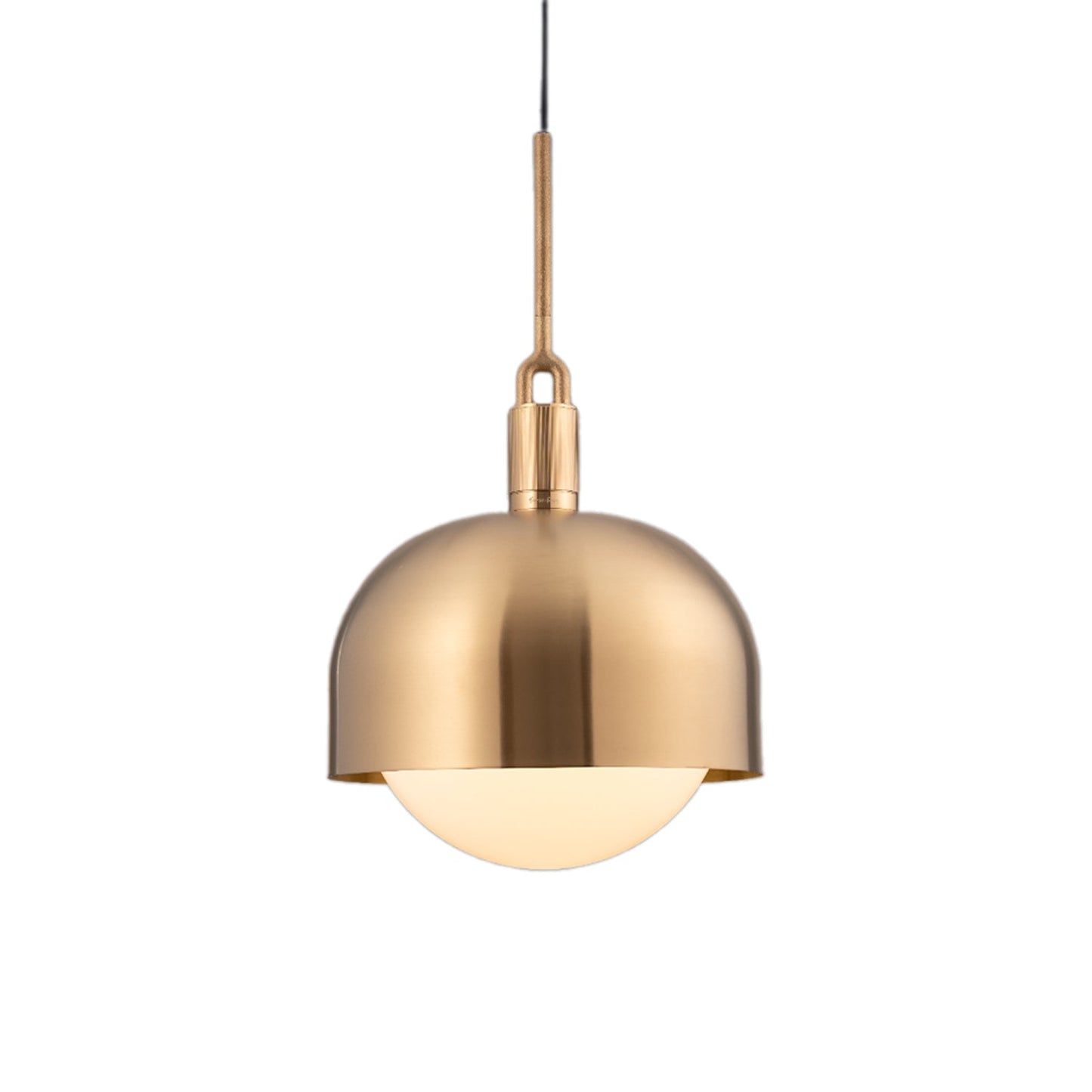 Forked Shade Globe Pendant Light in Brass/Opal (Large).