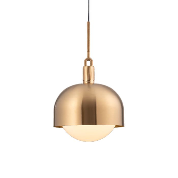 Forked Shade Globe Pendant Light in Brass/Opal (Large).