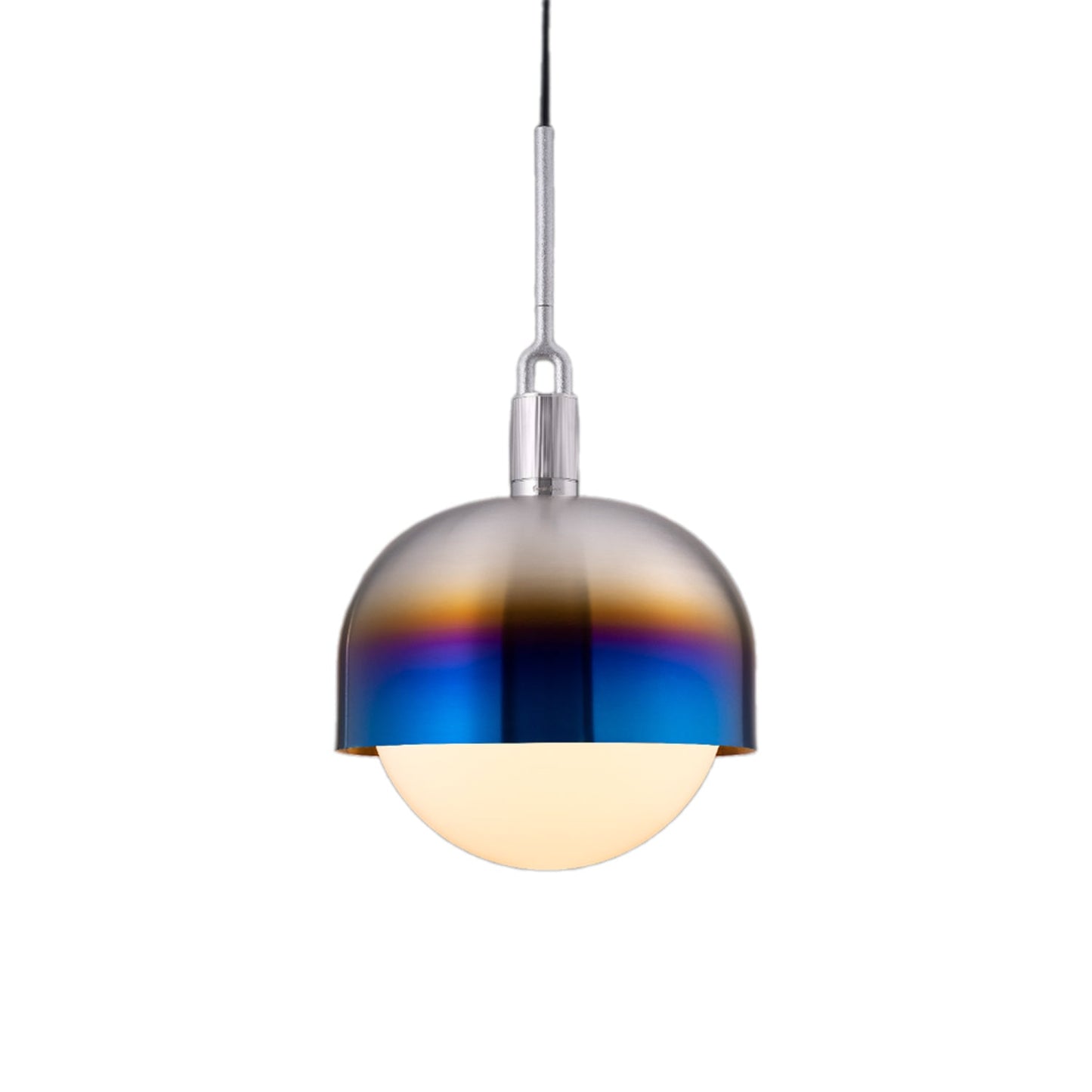 Forked Shade Globe Pendant Light in Burnt Steel/Opal (Large).