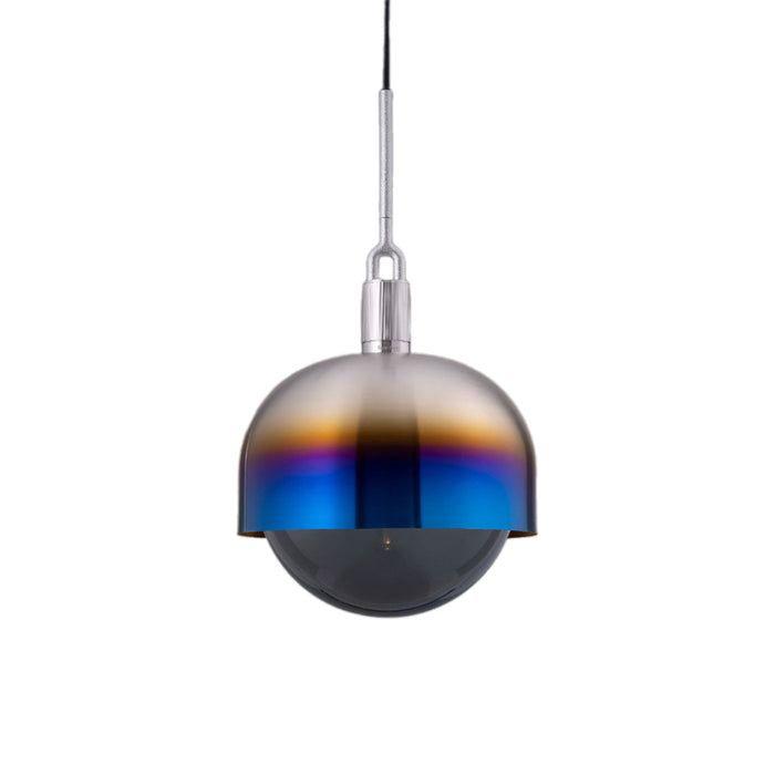 Forked Shade Globe Pendant Light in Burnt Steel/Smoked (Large).