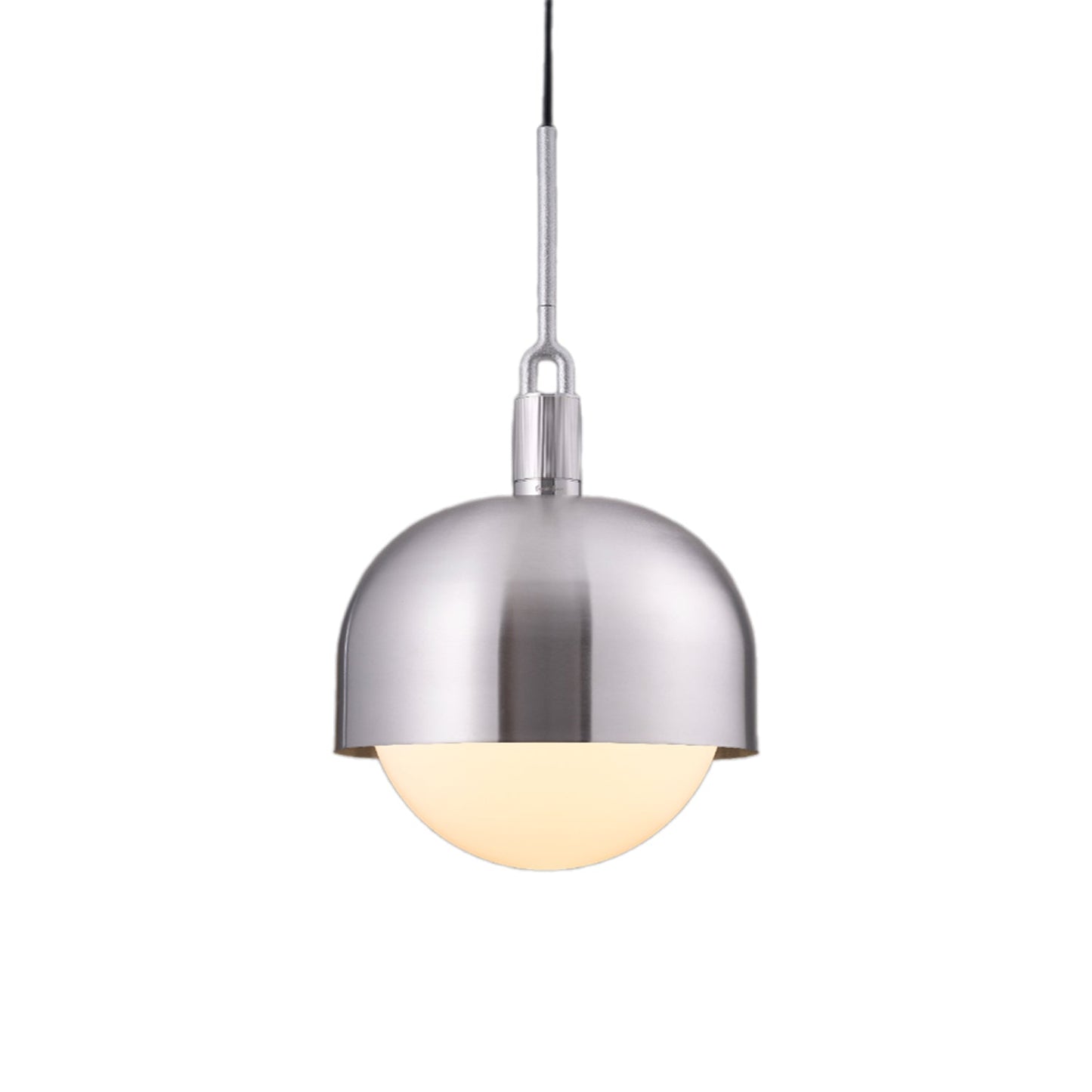 Forked Shade Globe Pendant Light in Steel/Opal (Large).