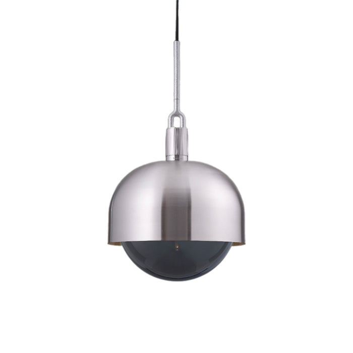 Forked Shade Globe Pendant Light in Steel/Smoked (Large).
