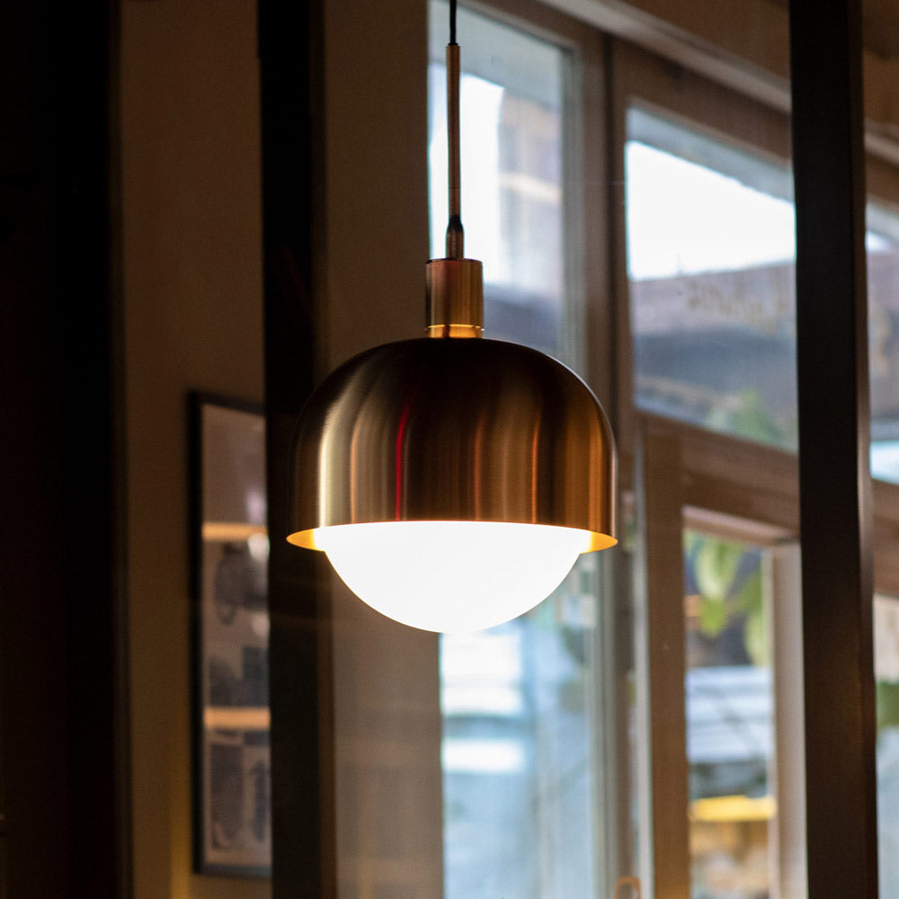 Forked Shade Globe Pendant Light in living room.