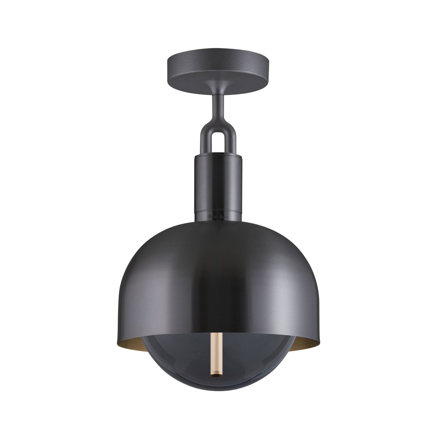 Forked Shade Globe Semi Flush Mount Ceiling Light in Gun Metal/Smoked (Medium).