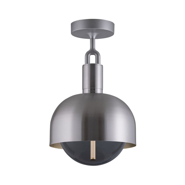 Forked Shade Globe Semi Flush Mount Ceiling Light in Steel/Smoked (Medium).