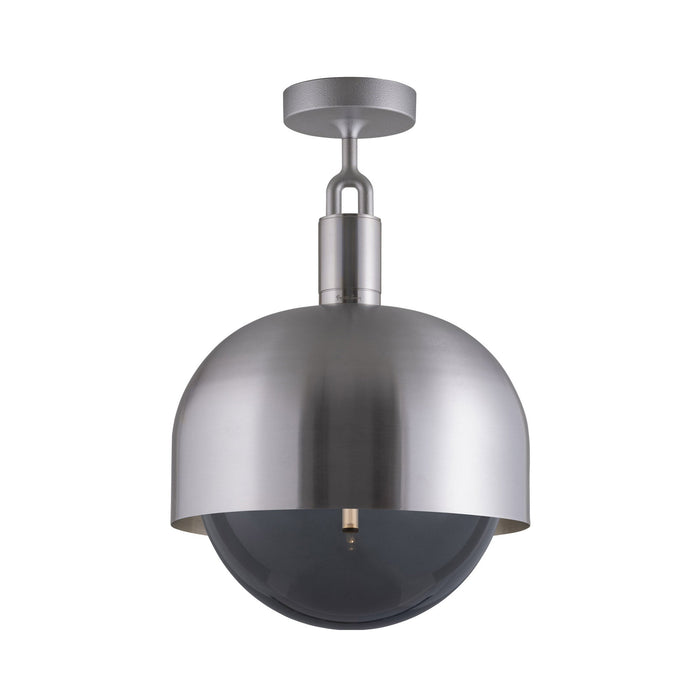 Forked Shade Globe Semi Flush Mount Ceiling Light in Steel/Smoked (Large).