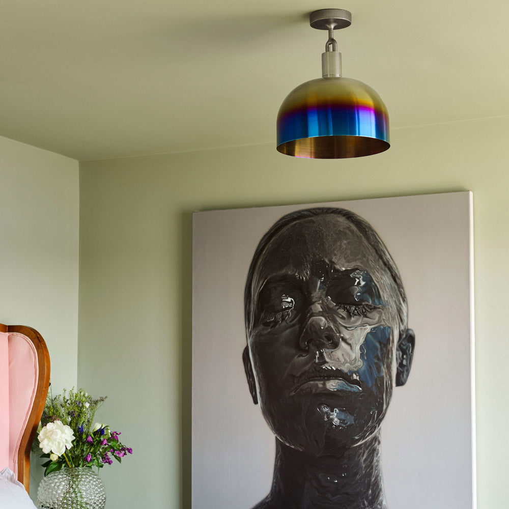 Forked Shade Globe Semi Flush Mount Ceiling Light in living room.