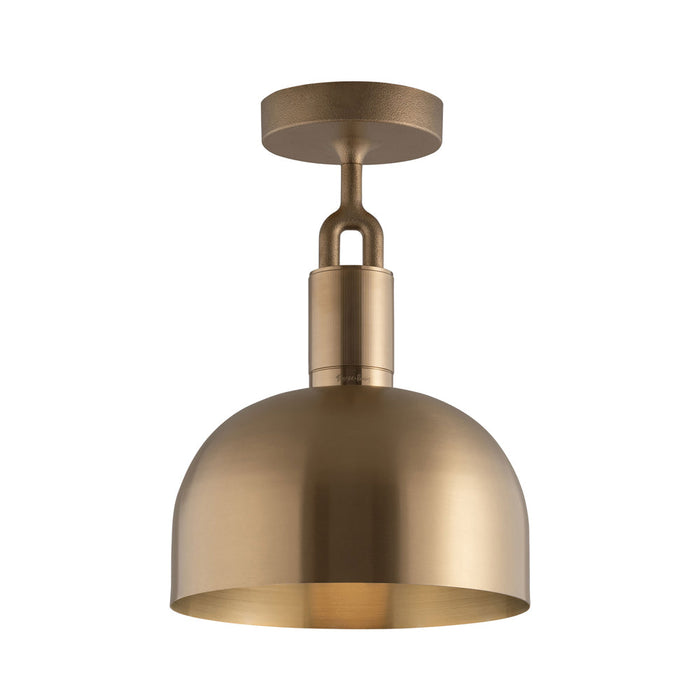 Forked Shade Semi Flush Mount Ceiling Light in Brass (Medium).