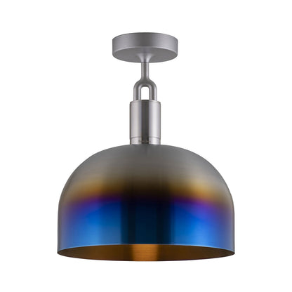 Forked Shade Semi Flush Mount Ceiling Light in Burnt Steel (Large).