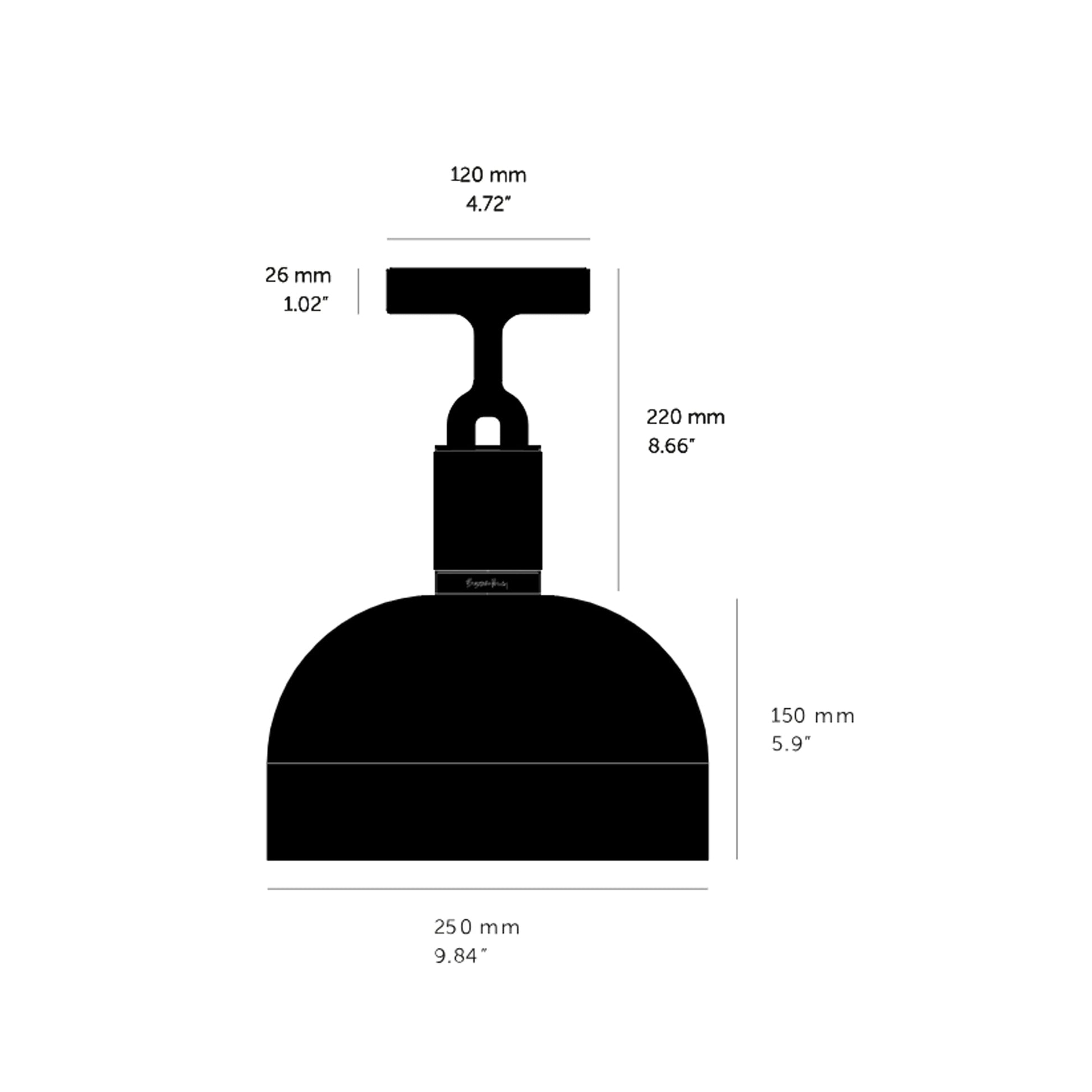 Forked Shade Semi Flush Mount Ceiling Light - line drawing.