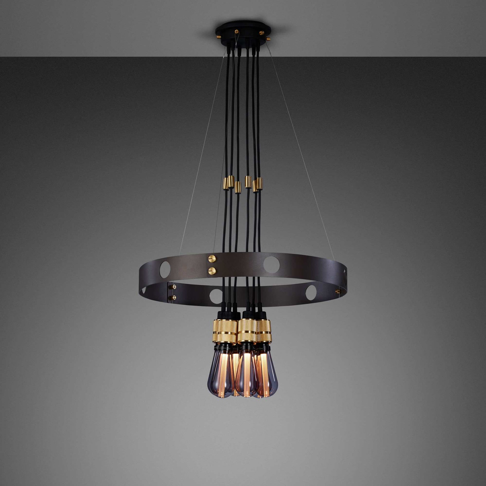 Hero Light Chandelier in Graphite/Brass.