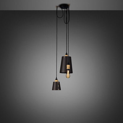 Hooked Mix Multi Light Pendant Light in Graphite/Brass (3-Light).