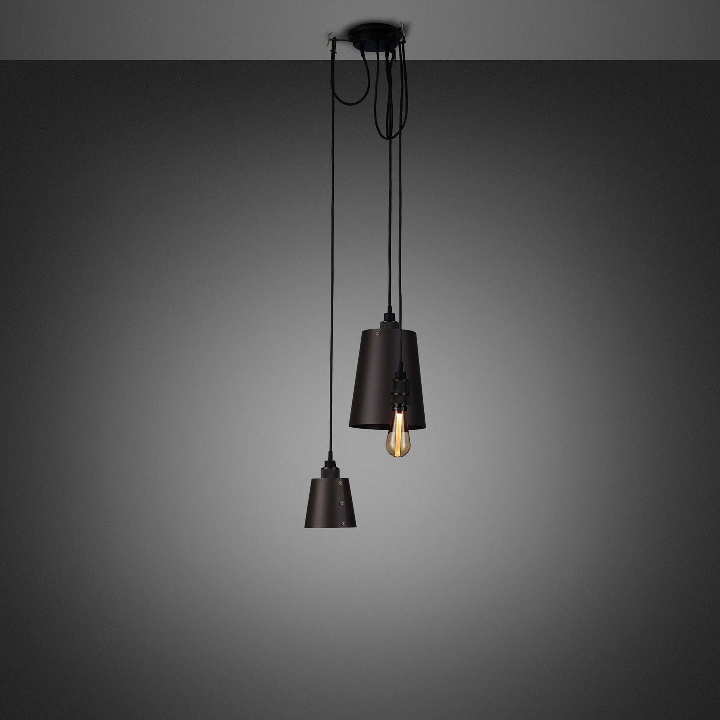 Hooked Mix Multi Light Pendant Light in Graphite/Smoked Bronze (3-Light).