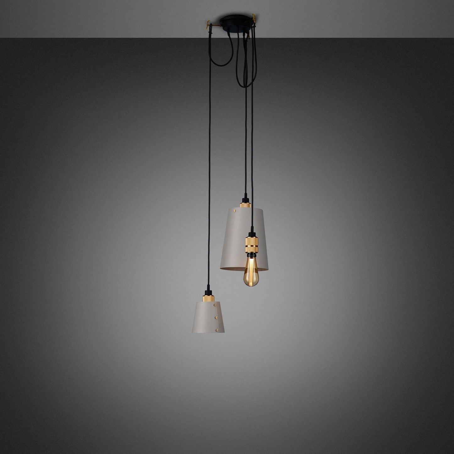 Hooked Mix Multi Light Pendant Light in Stone/Brass (3-Light).