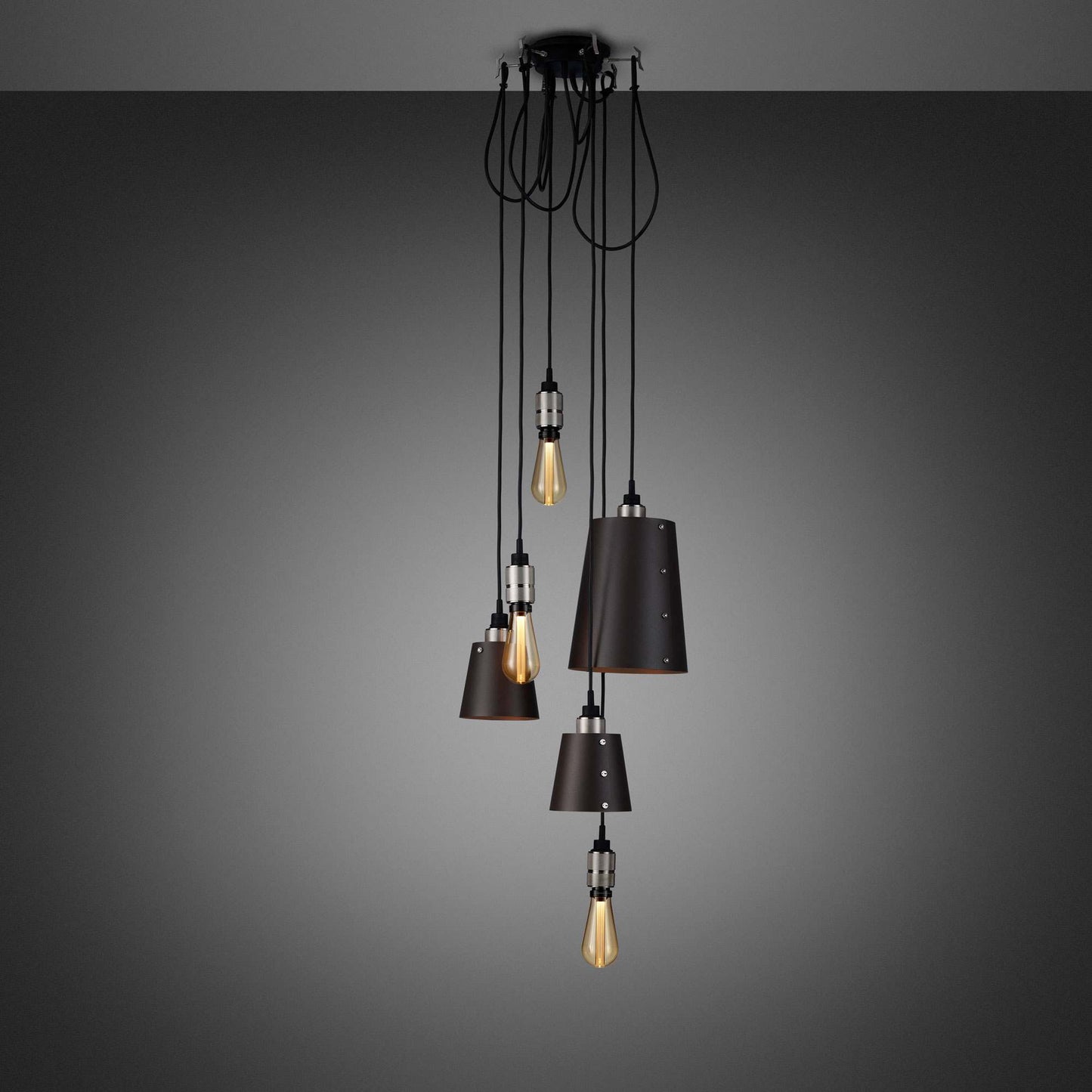 Hooked Mix Multi Light Pendant Light in Graphite/Steel (6-Light).